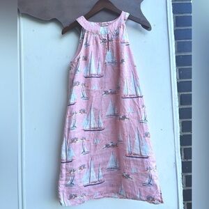 [St. Tropez] 100% Linen Coastal Sailboat Print Sheath Dress